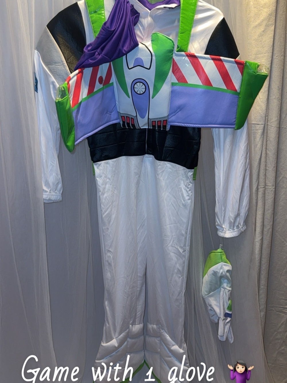Disney Buzz Lightyear Kids Costume in White, Green, Black & Purple Sz 12 - Picture 2 of 3